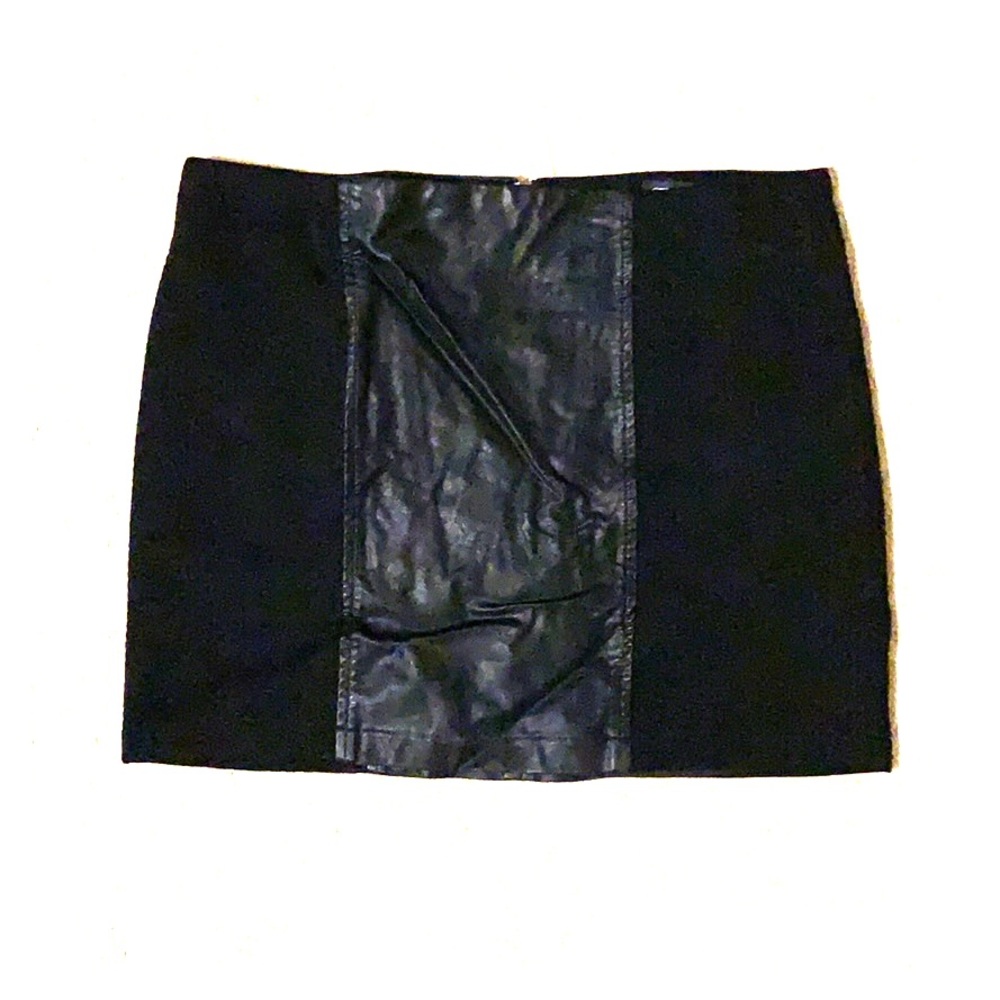 Leather patch mini skirt